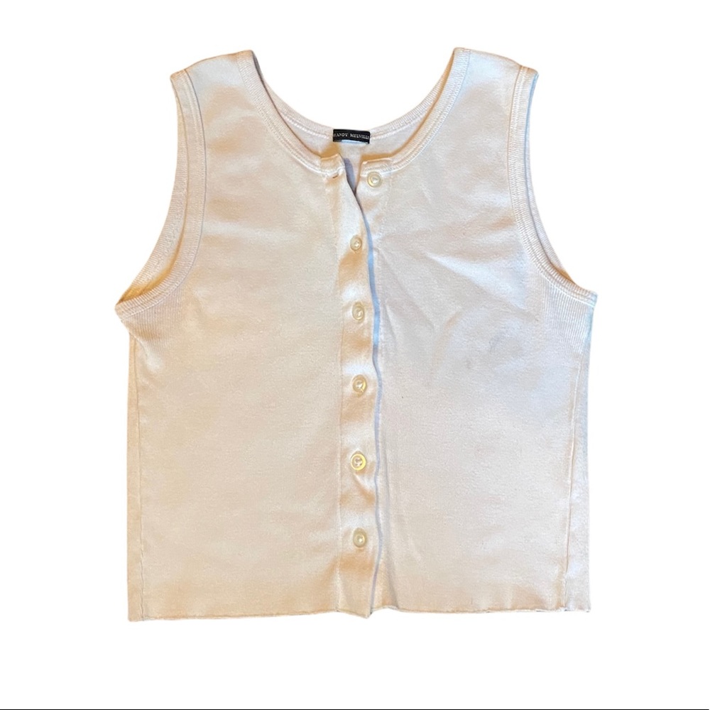 Brandy Melville white cropped button up.